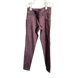 Athleta Girl S/7 Purple stash Striped High-Waisted Leggings With‎ Side Pockets